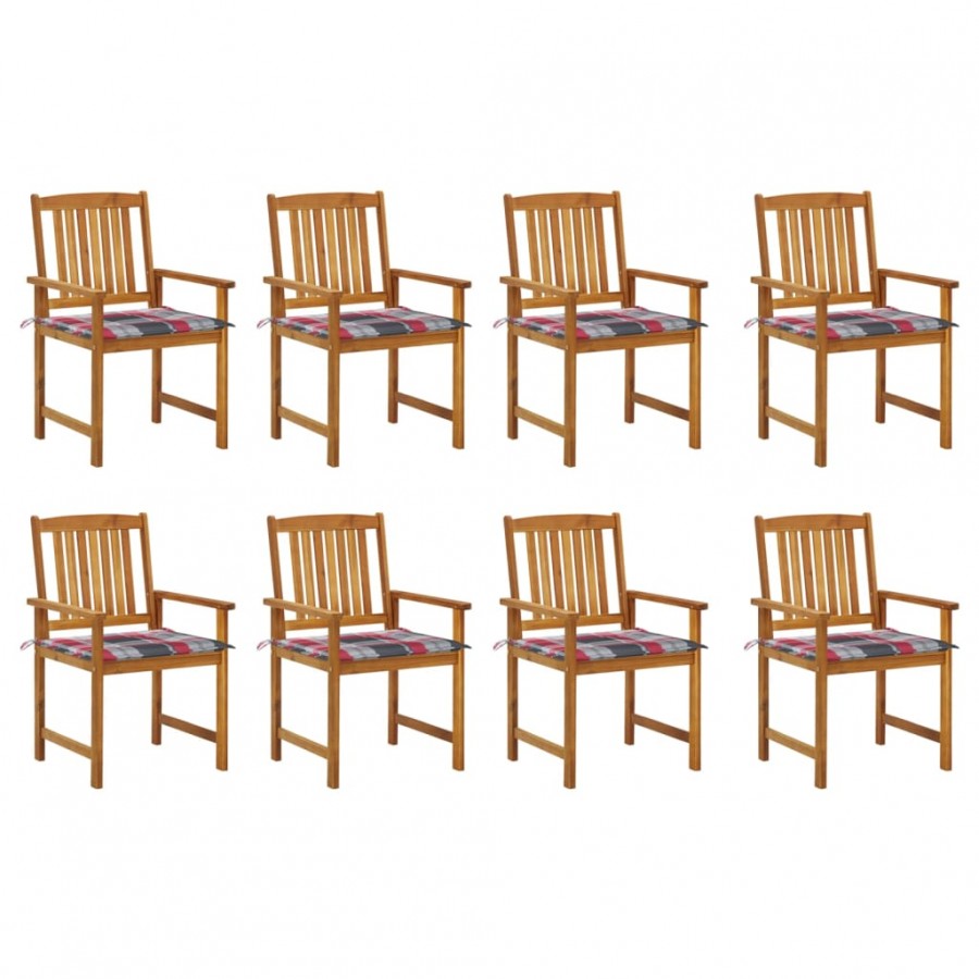 Chaises de jardin avec coussins 8 pcs Bois d'acacia solide