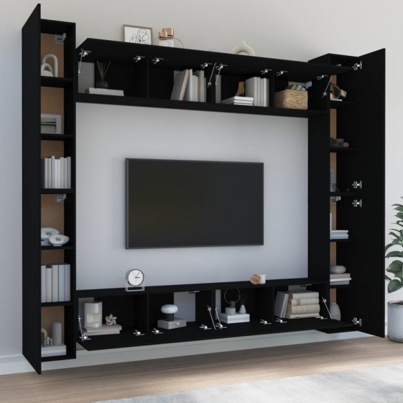 Ensemble de meubles TV 8 pcs Noir Bois d'ingénierie