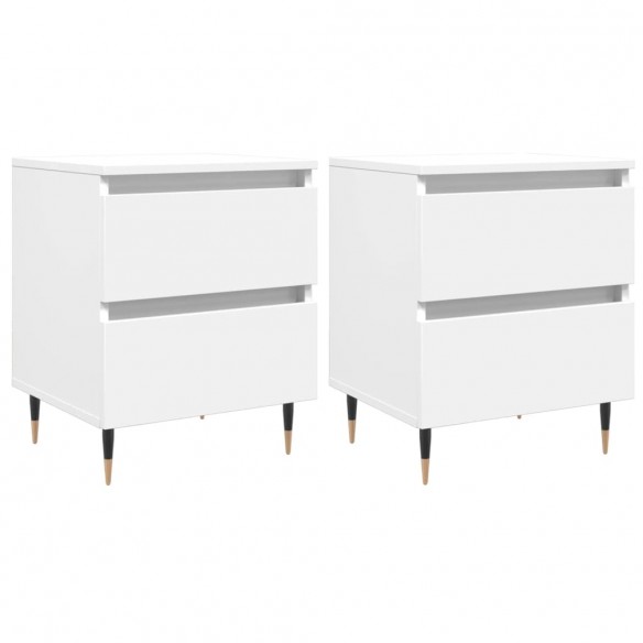 Tables de chevet 2 pcs blanc 40x35x50 cm bois d’ingénierie