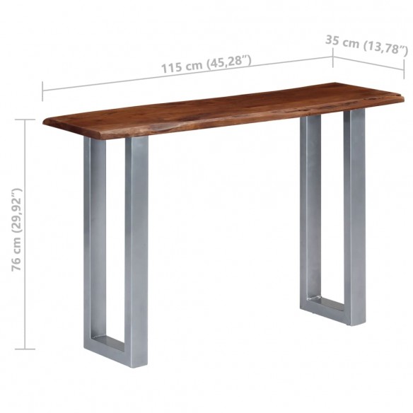 Table console 115 x 35 x 76 cm Bois d'acacia massif et fer