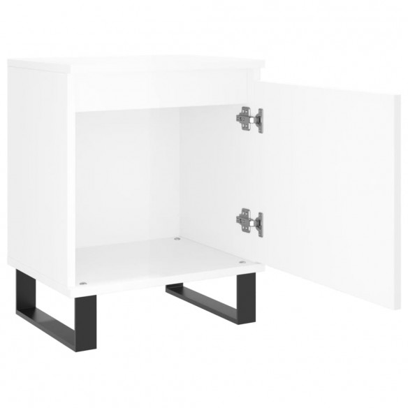 Tables de chevet 2pcs blanc brillant 40x30x50cm bois ingénierie