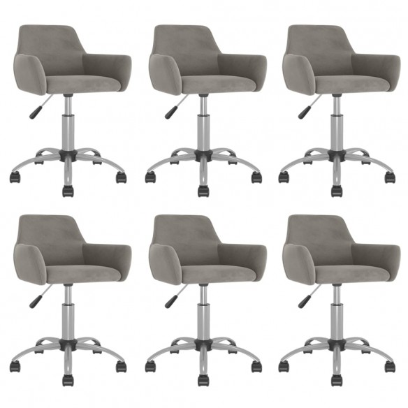 Chaises pivotantes à manger lot de 6 Gris clair Velours