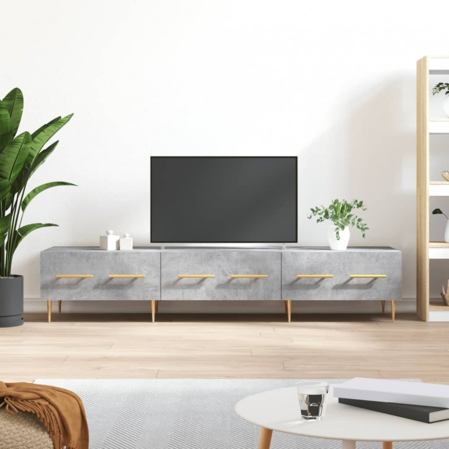 Meuble TV gris béton 150x36x30 cm bois d'ingénierie