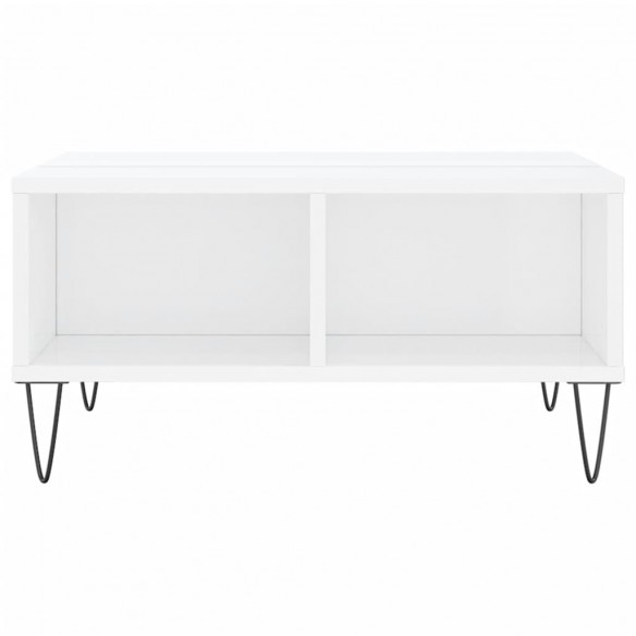 Table basse blanc brillant 60x60x30 cm bois d'ingénierie