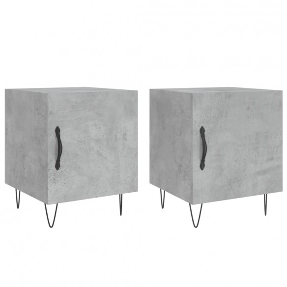 Tables de chevet 2 pcs gris béton 40x40x50 cm bois d’ingénierie