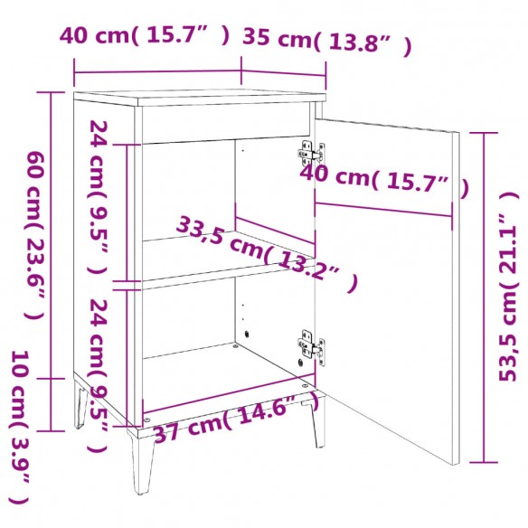 Table de chevet sonoma gris 40x35x70 cm bois d'ingénierie