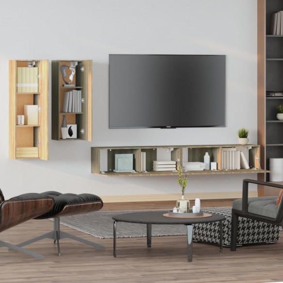 Ensemble de meubles TV 4 pcs Chêne sonoma Bois d'ingénierie