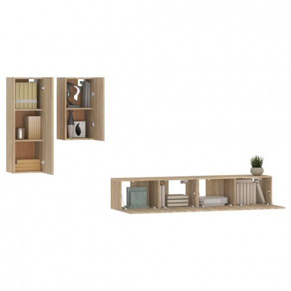 Ensemble de meubles TV 4 pcs Chêne sonoma Bois d'ingénierie