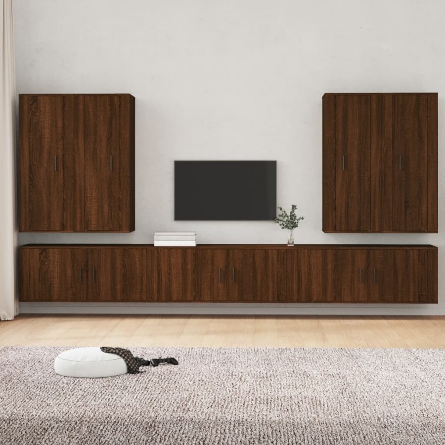 Ensemble de meubles TV 7 pcs Chêne marron Bois d'ingénierie