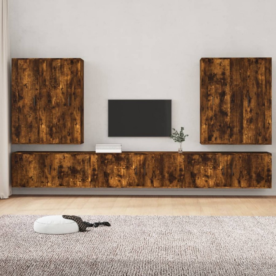 Ensemble de meubles TV 7 pcs Chêne fumé Bois d'ingénierie