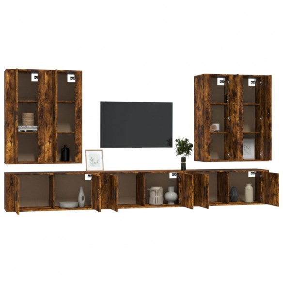 Ensemble de meubles TV 7 pcs Chêne fumé Bois d'ingénierie