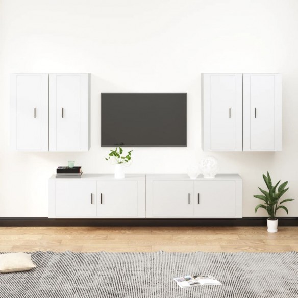 Ensemble de meubles TV 6 pcs Blanc Bois d'ingénierie