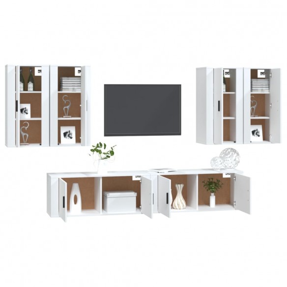 Ensemble de meubles TV 6 pcs Blanc Bois d'ingénierie