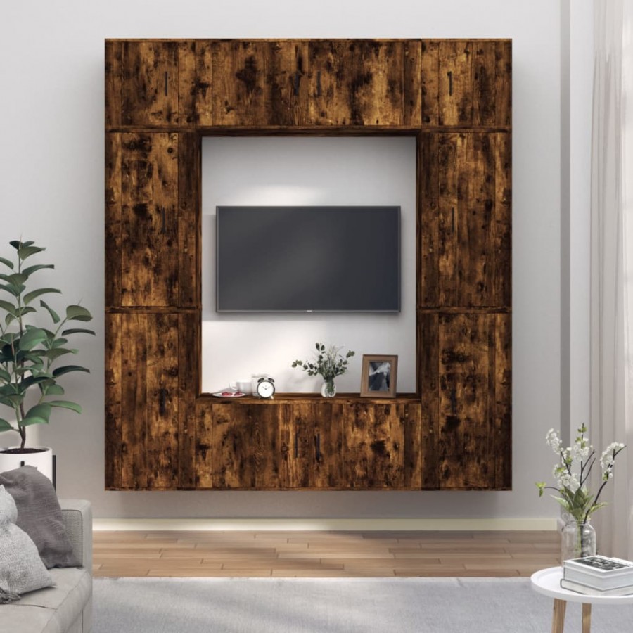 Ensemble de meubles TV 8 pcs Chêne fumé Bois d'ingénierie