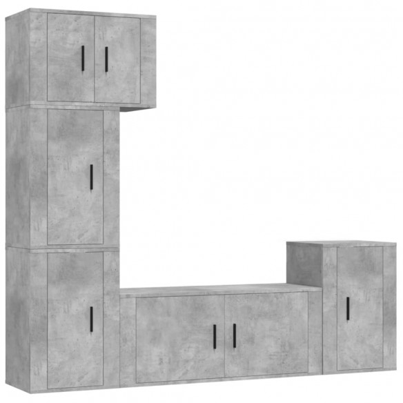 Ensemble de meubles TV 5 pcs Gris béton Bois d'ingénierie