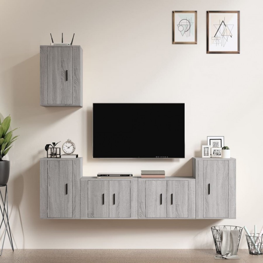 Ensemble de meubles TV 5 pcs Sonoma gris Bois d'ingénierie