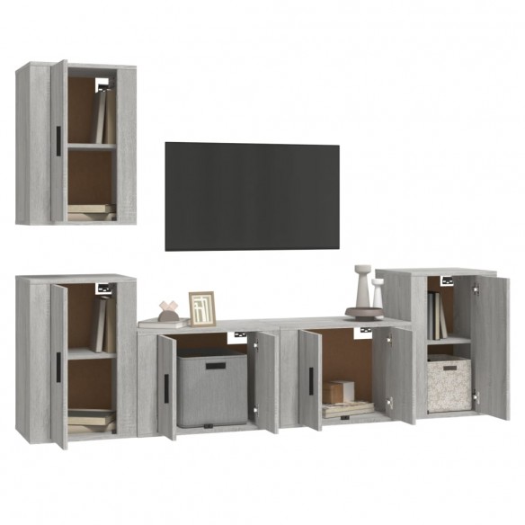 Ensemble de meubles TV 5 pcs Sonoma gris Bois d'ingénierie