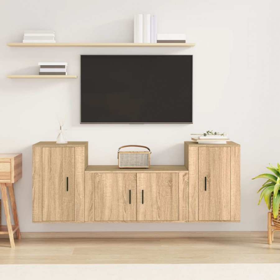 Ensemble de meubles TV 3 pcs Chêne sonoma Bois d'ingénierie