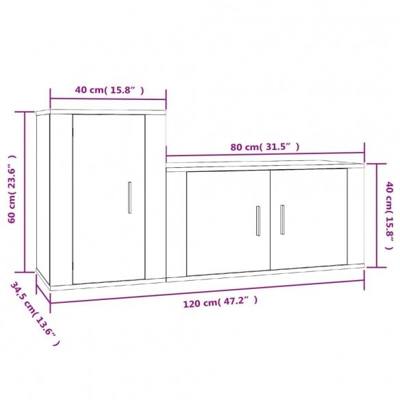 Ensemble de meubles TV 2 pcs Sonoma gris Bois d'ingénierie