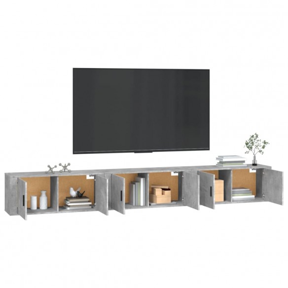 Meubles TV muraux 3 pcs gris béton 100x34,5x40 cm