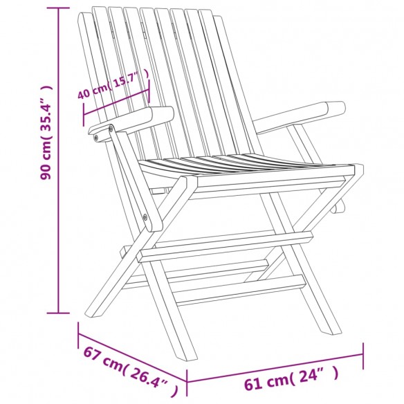 Chaises de jardin pliantes 6 pcs 61x67x90 cm bois massif teck