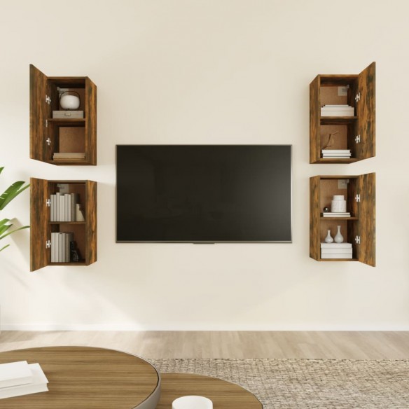 Meubles TV 4 pcs Chêne fumé 30,5x30x60 cm Bois d'ingénierie