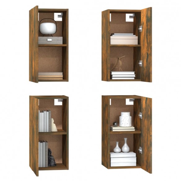 Meubles TV 4 pcs Chêne fumé 30,5x30x60 cm Bois d'ingénierie