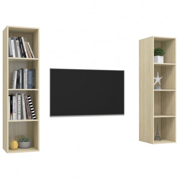 Meubles TV muraux 2 pcs Chêne sonoma Aggloméré