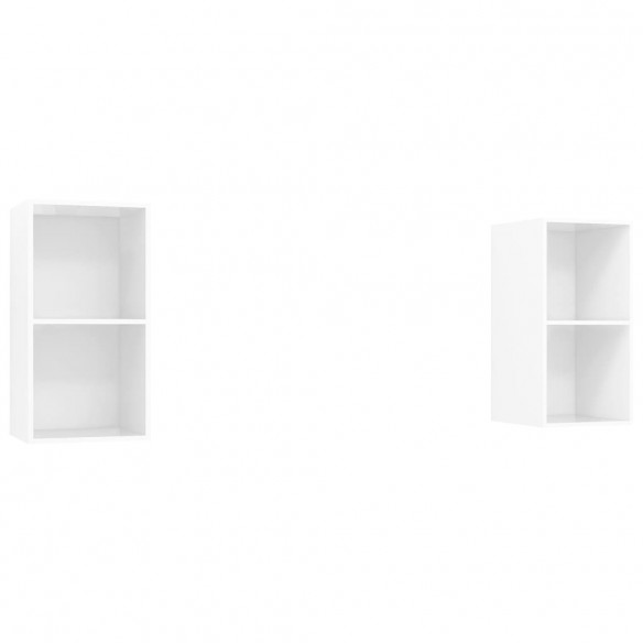 Meubles TV muraux 2 pcs Blanc brillant Aggloméré