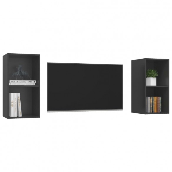 Meubles TV muraux 2 pcs Gris Aggloméré