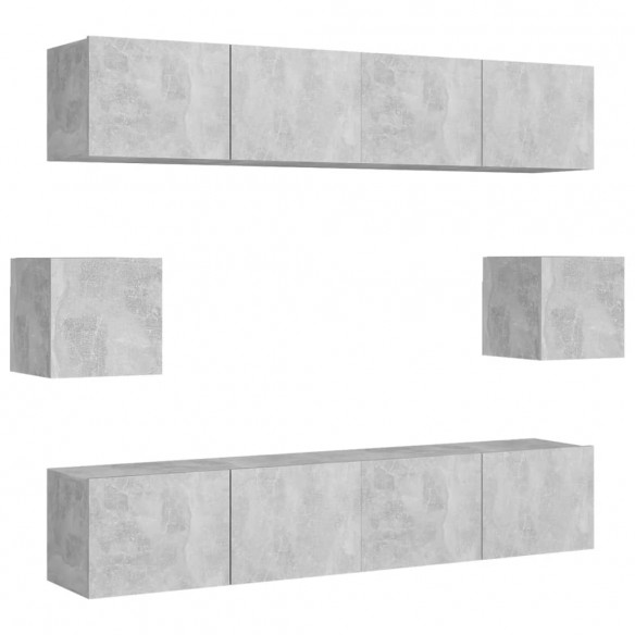 Ensemble de meuble TV 6 pcs Gris béton Aggloméré