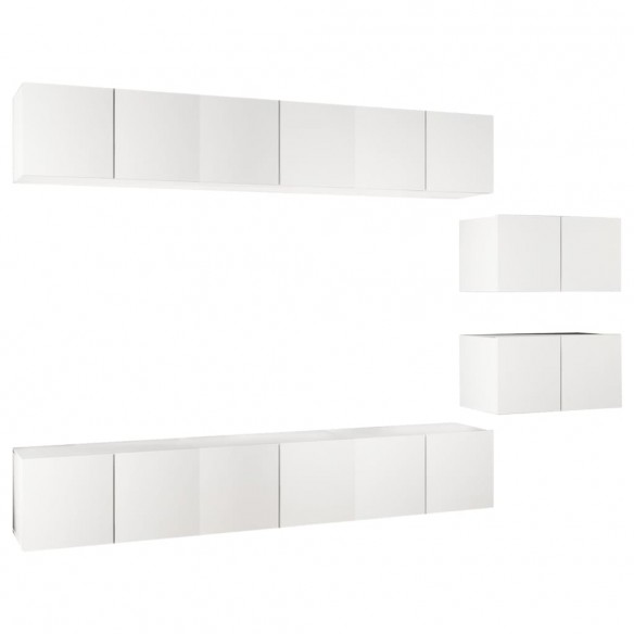 Meubles TV 8 pcs Blanc Aggloméré