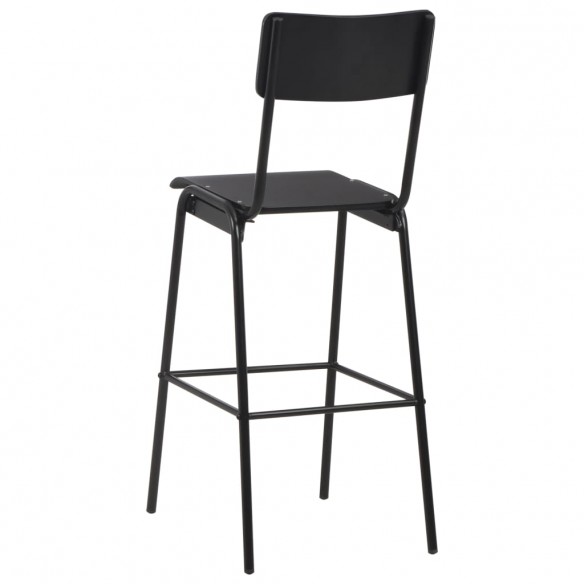 Chaises de bar lot de 4 noir contreplaqué solide et acier