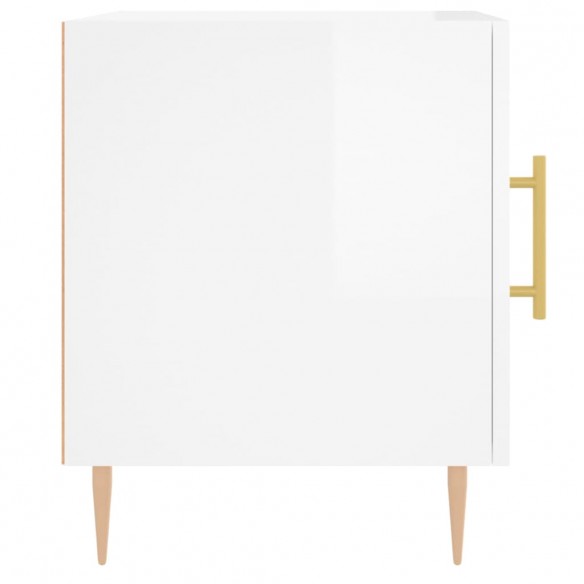 Table de chevet blanc brillant 40x40x50 cm bois d’ingénierie
