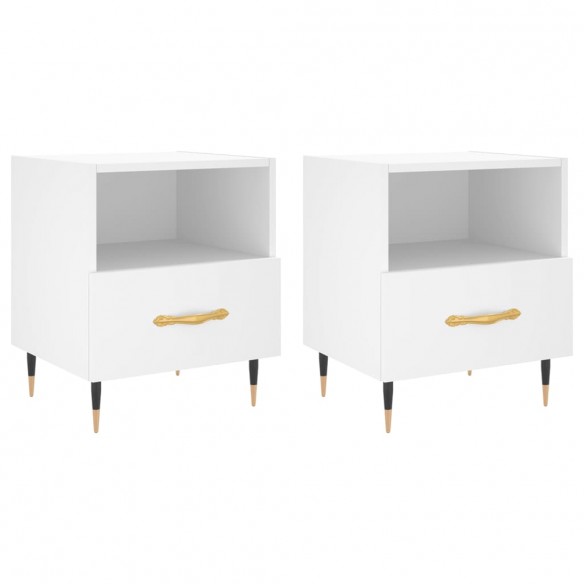 Tables de chevet 2 pcs blanc 40x35x47,5 cm bois d’ingénierie