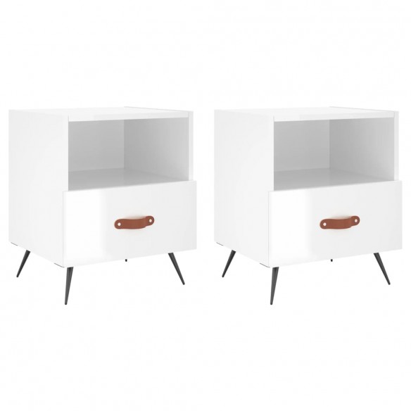 Tables de chevet 2 pcs blanc brillant 40x35x47,5 cm