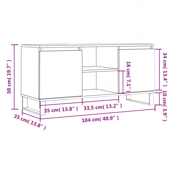 Meuble TV chêne marron 104x35x50 cm bois d'ingénierie