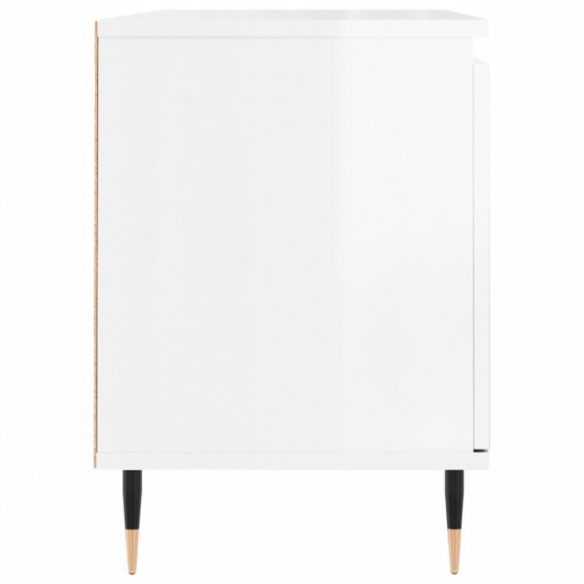 Meuble TV blanc brillant 104x35x50 cm bois d'ingénierie