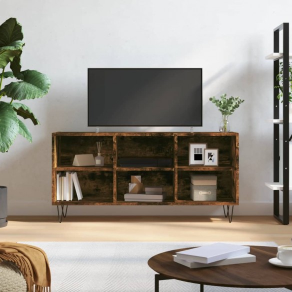 Meuble TV chêne fumé 103,5x30x50 cm bois d'ingénierie