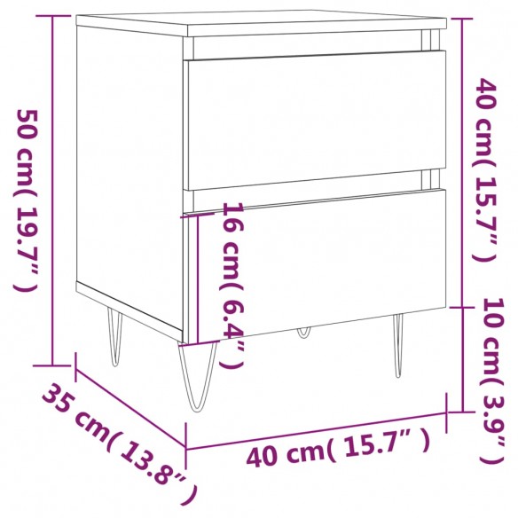 Table de chevet chêne sonoma 40x35x50 cm bois d’ingénierie