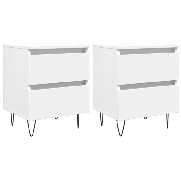 Tables de chevet 2 pcs blanc 40x35x50 cm bois d’ingénierie