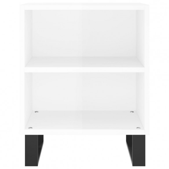 Table de chevet blanc brillant 40x30x50 cm bois d’ingénierie