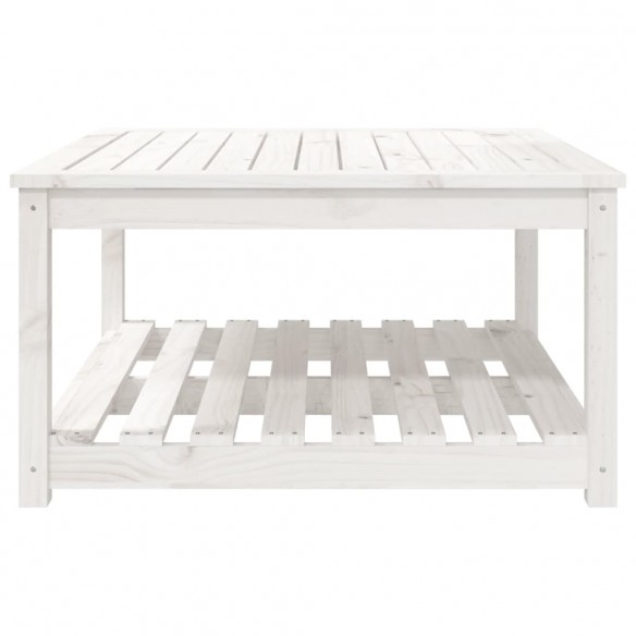 Table de jardin blanc 82,5x82,5x45 cm bois massif de pin