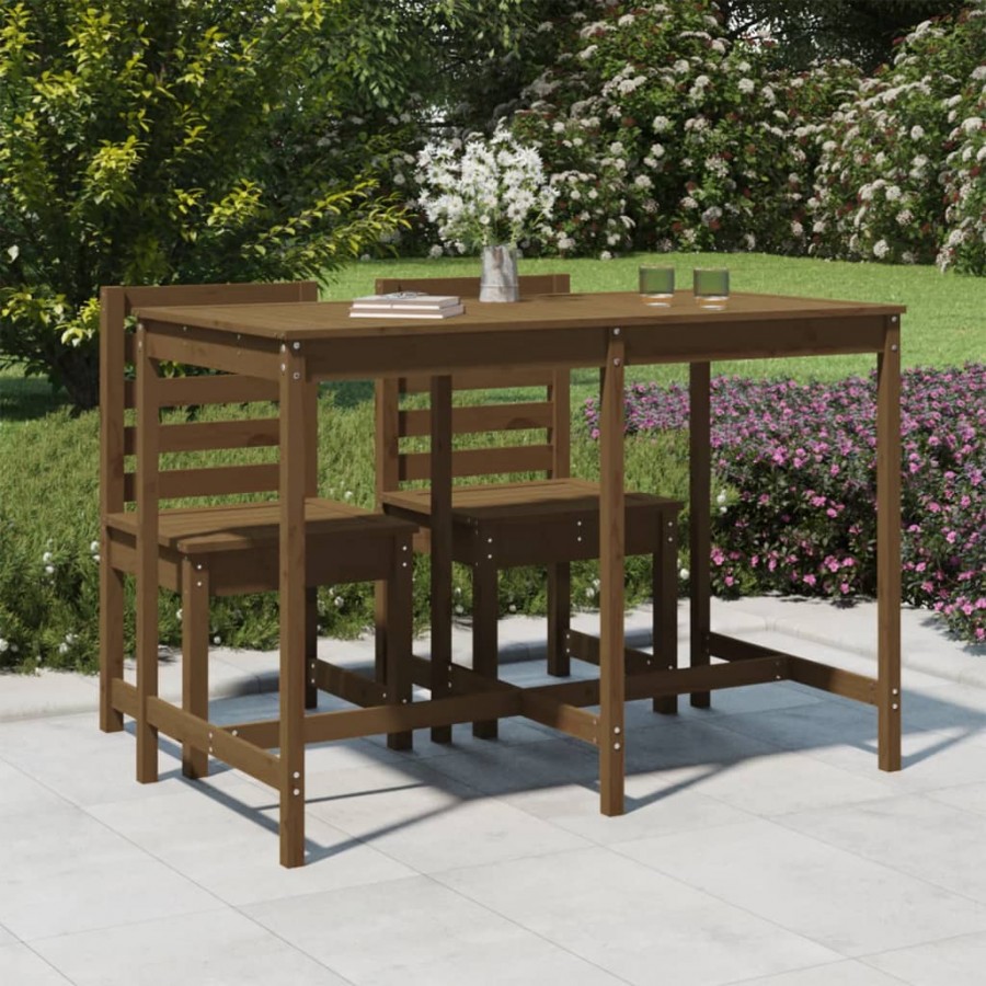 Table de jardin marron miel 159,5x82,5x110cm bois massif de pin