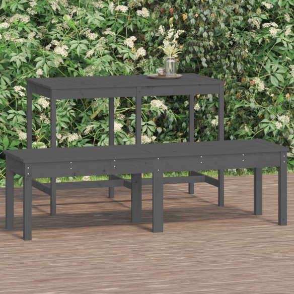 Banc de jardin à 2 places gris 159,5x44x45cm bois massif de pin