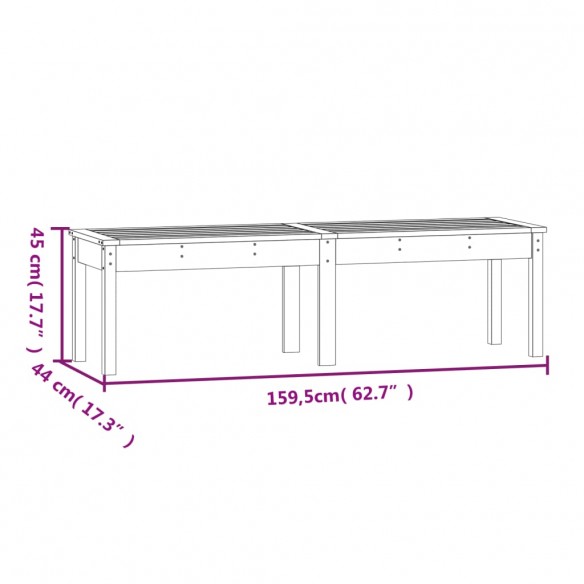 Banc de jardin à 2 places 159,5x44x45 cm bois massif de pin