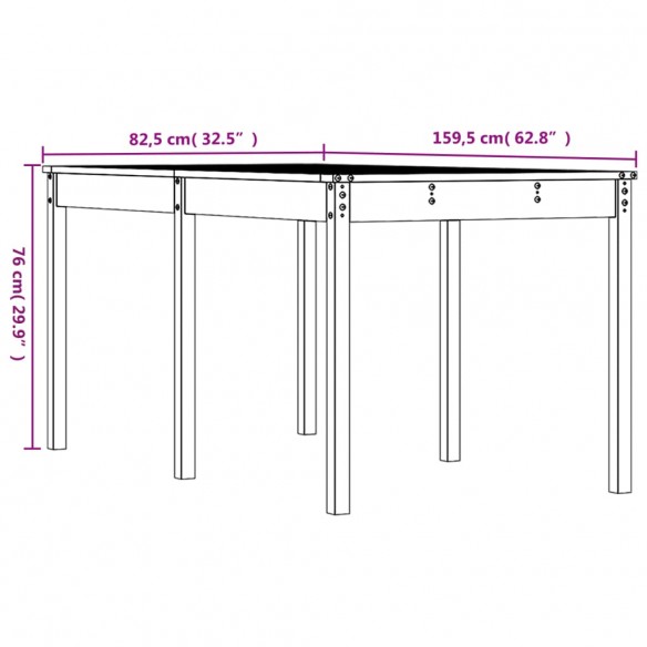 Table de jardin gris 159,5x82,5x76 cm bois massif de pin