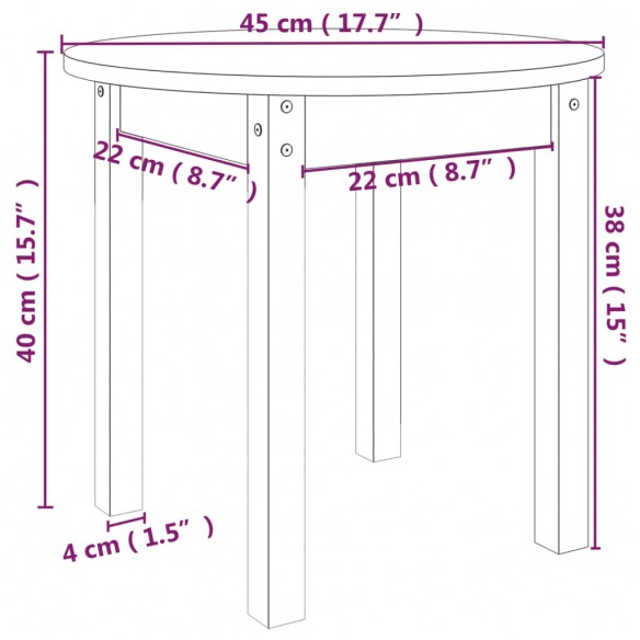 Table basse Noir Ø 45x40 cm Bois massif de pin