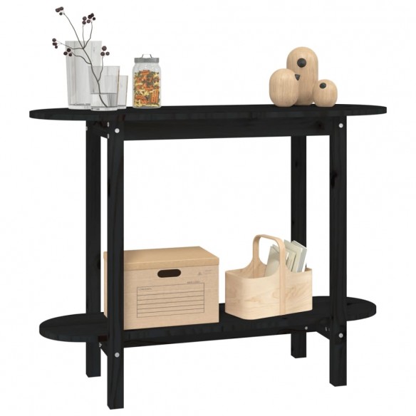 Table console Noir 110x40x80 cm Bois massif de pin