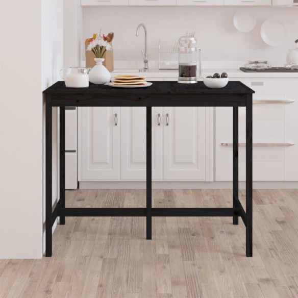 Table de bar Noir 140x80x110 cm Bois massif de pin